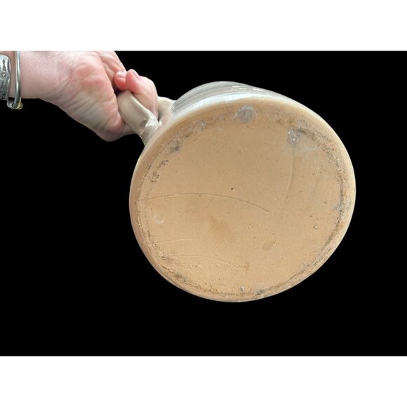 Vintage Salt Glaze Cobalt Blue Stripe Pottery Pitcher 7.75" Hand Thrown - Picture 8 of 14